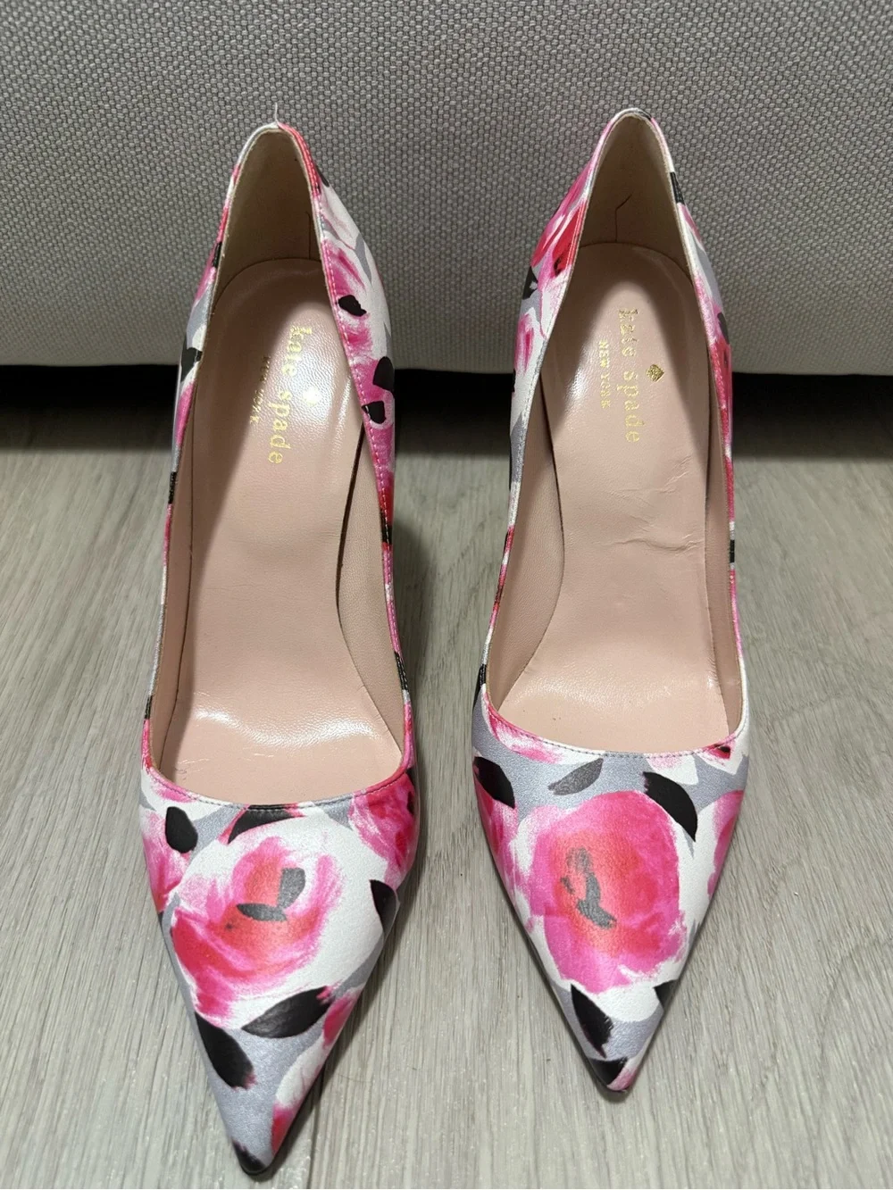 kate spade Pink & Black Floral Pointed Toe Pumps